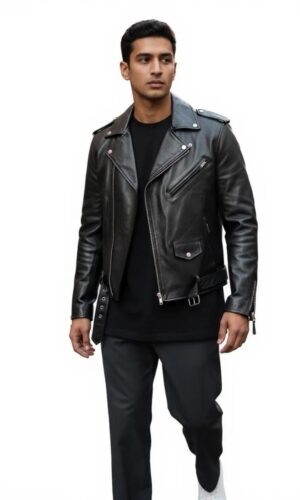 Giacca in pelle biker Strider