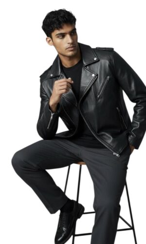 Giacca biker in pelle Drake