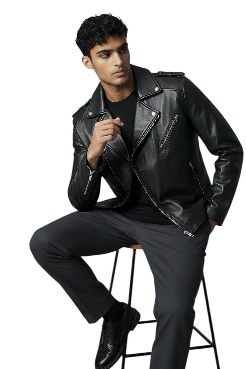 Giacca biker in pelle Drake