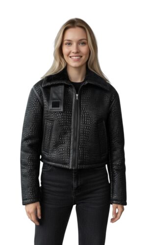 Giacca in shearling Crop